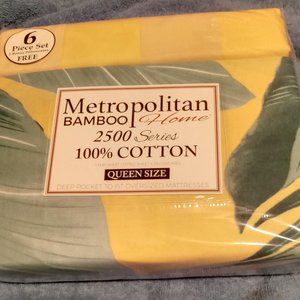 Sheet Set Queen Metropolitan 6 Piece Bamboo 100% Cotton Multicolor New